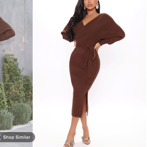 Chocolate brown sweater dress - Picture 2 of 5